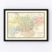 Cincinnati Vintage Map 1875