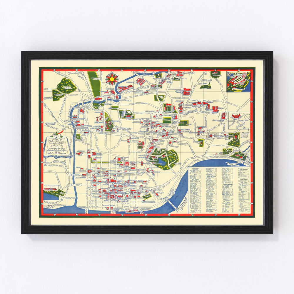 Cincinnati Vintage Map 1940