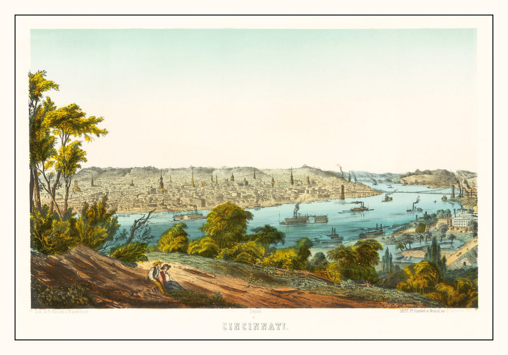 Vintage Map of Cincinnati, Ohio 1867 print style example