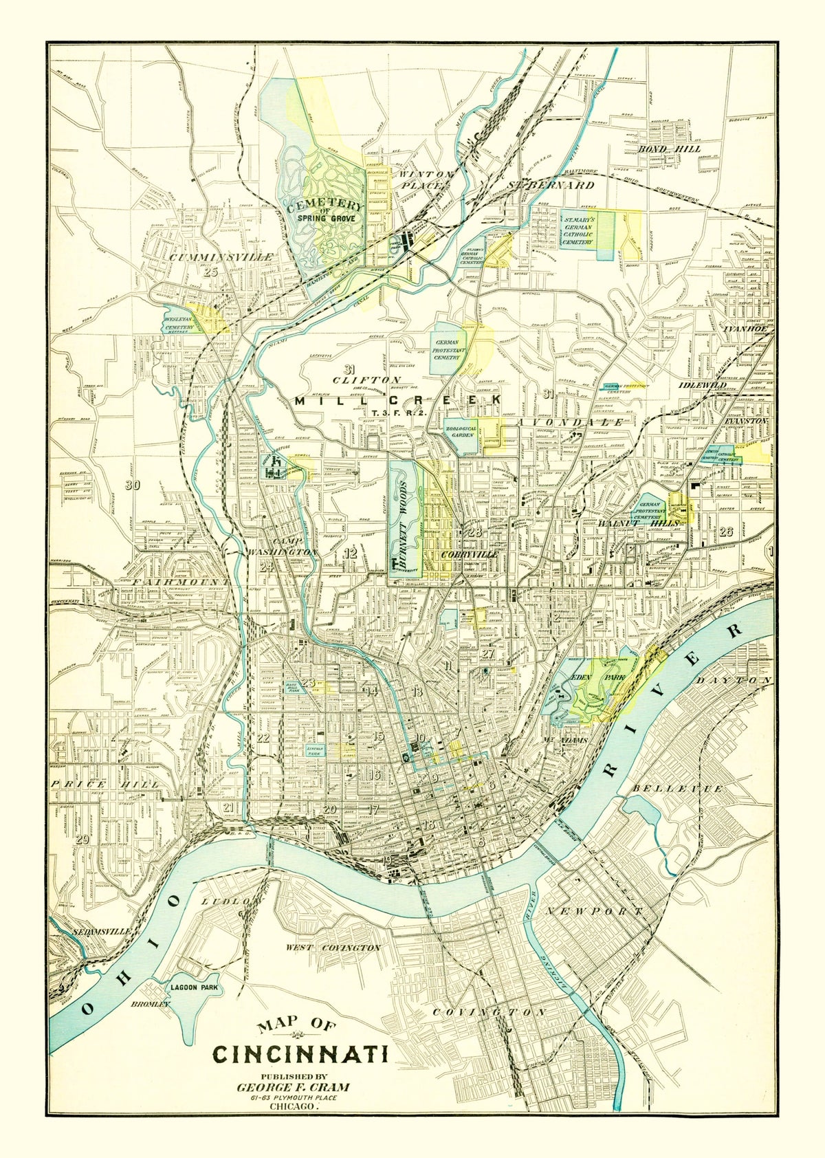 Preview of Vintage Map of Cincinnati, Ohio 1895