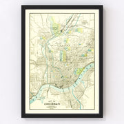 Cincinnati Vintage Map 1895