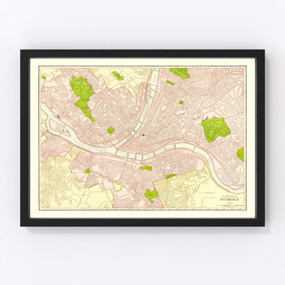 Pittsburgh Vintage Map 1912