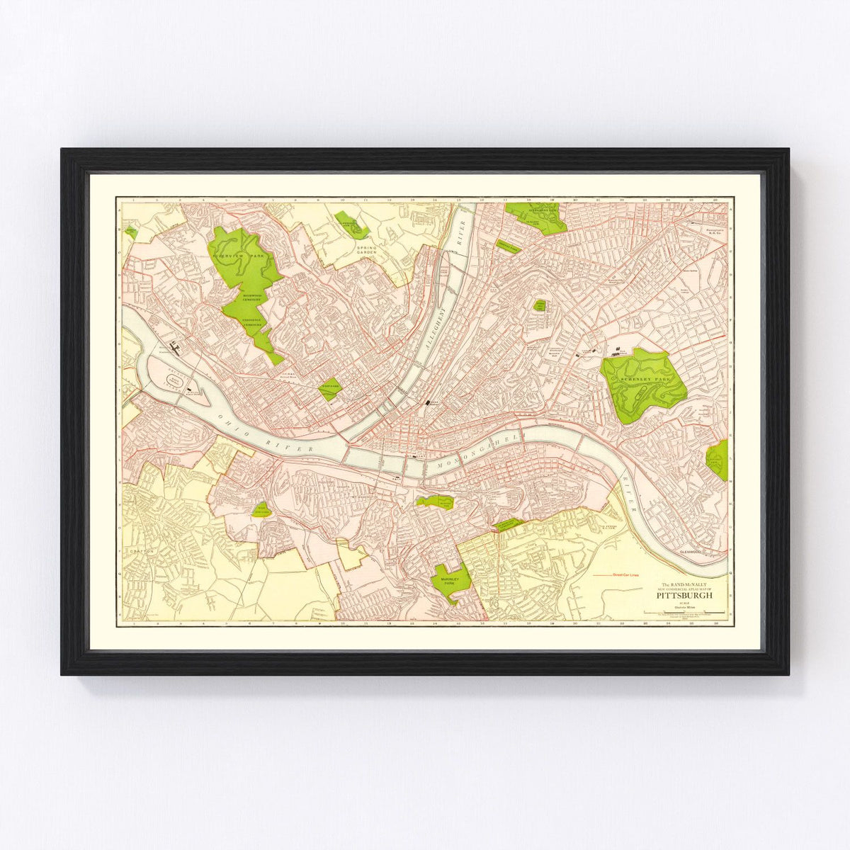 Pittsburgh Vintage Map 1912