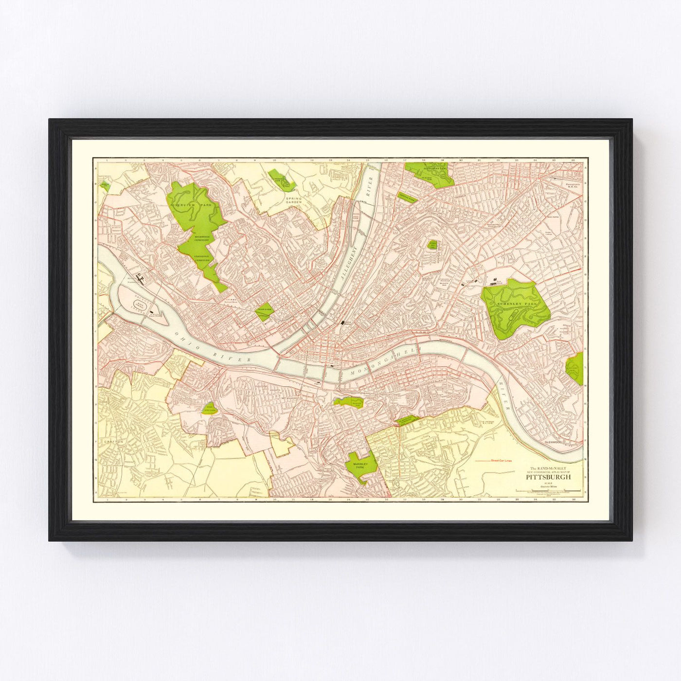 Pittsburgh Vintage Map 1912