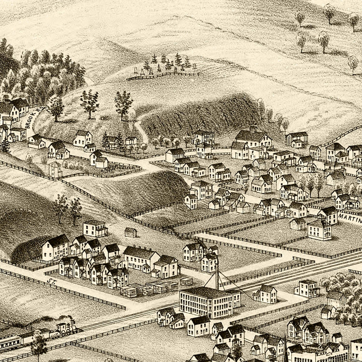 Restored historic details from the 1887 city map of Undadilla, New York