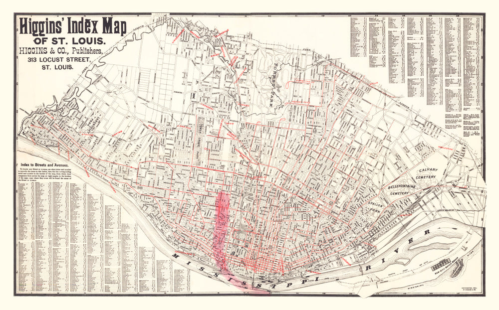 Vintage Map of St. Louis, Missouri 1894 print style example