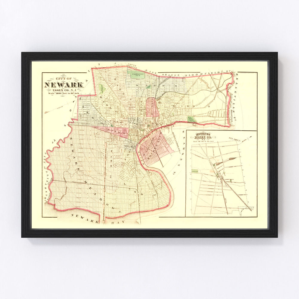 Newark Vintage Map 1872