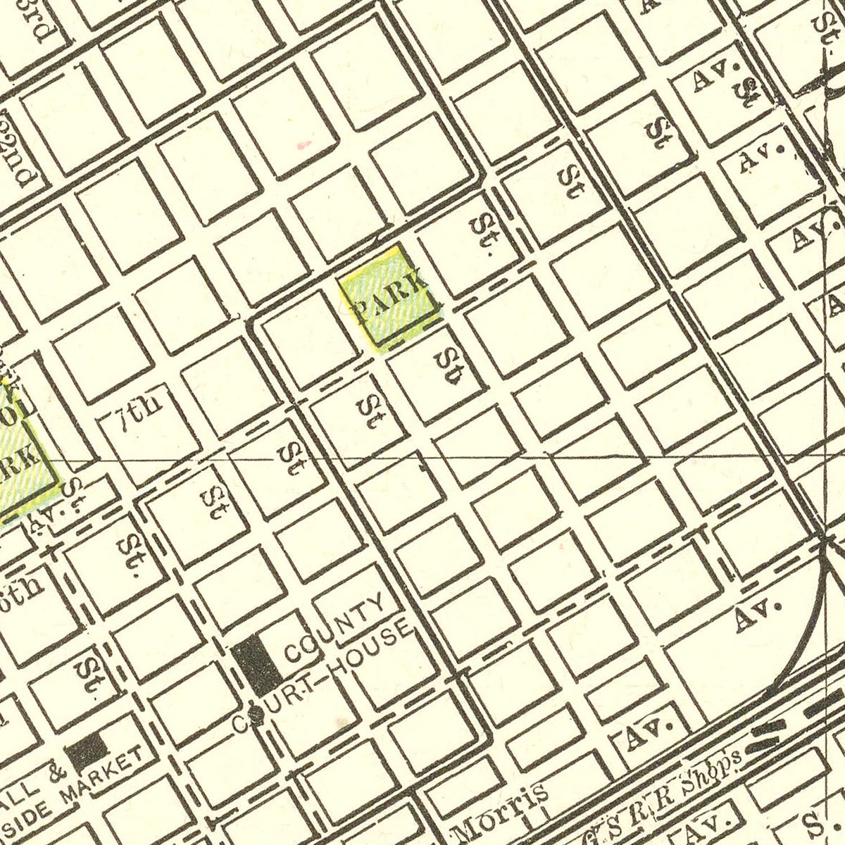 Restored historic details from the 1895 city map of Birmingham, Alabama