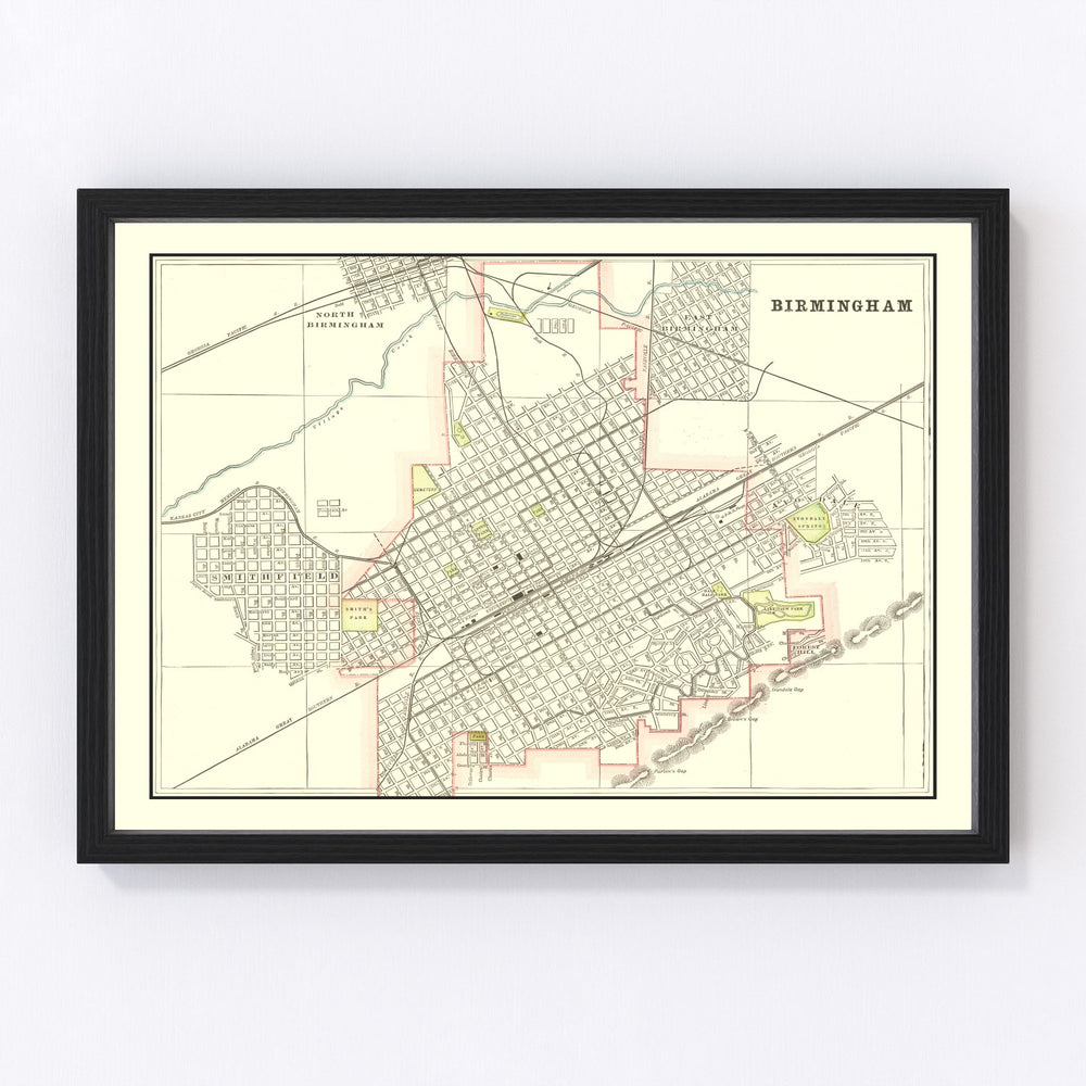 Birmingham Vintage Map 1895