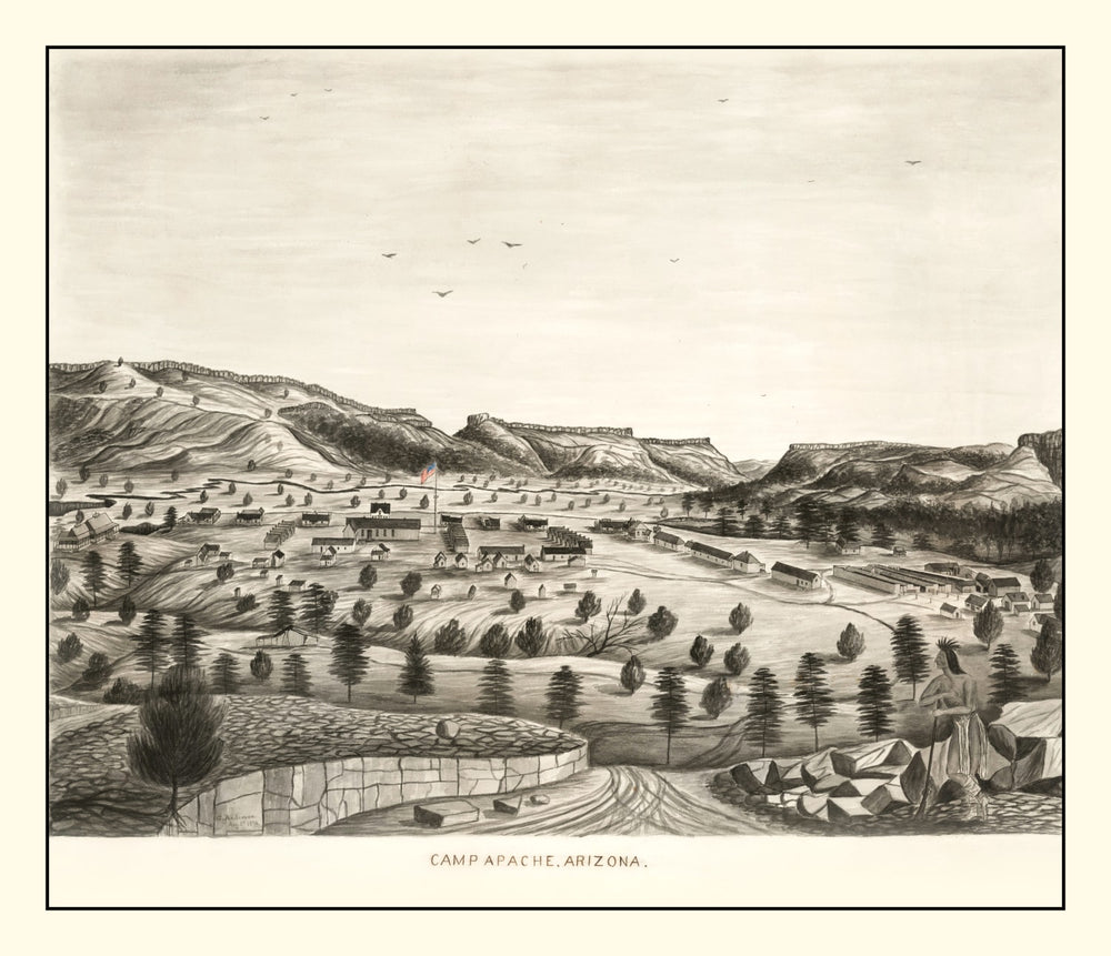 Vintage Map of Camp Apache, Arizona 1876 print style example