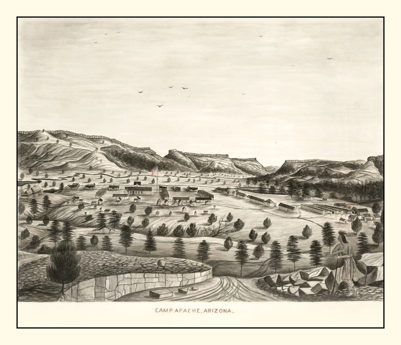 Size comparison using Vintage Map of Camp Apache, Arizona 1876