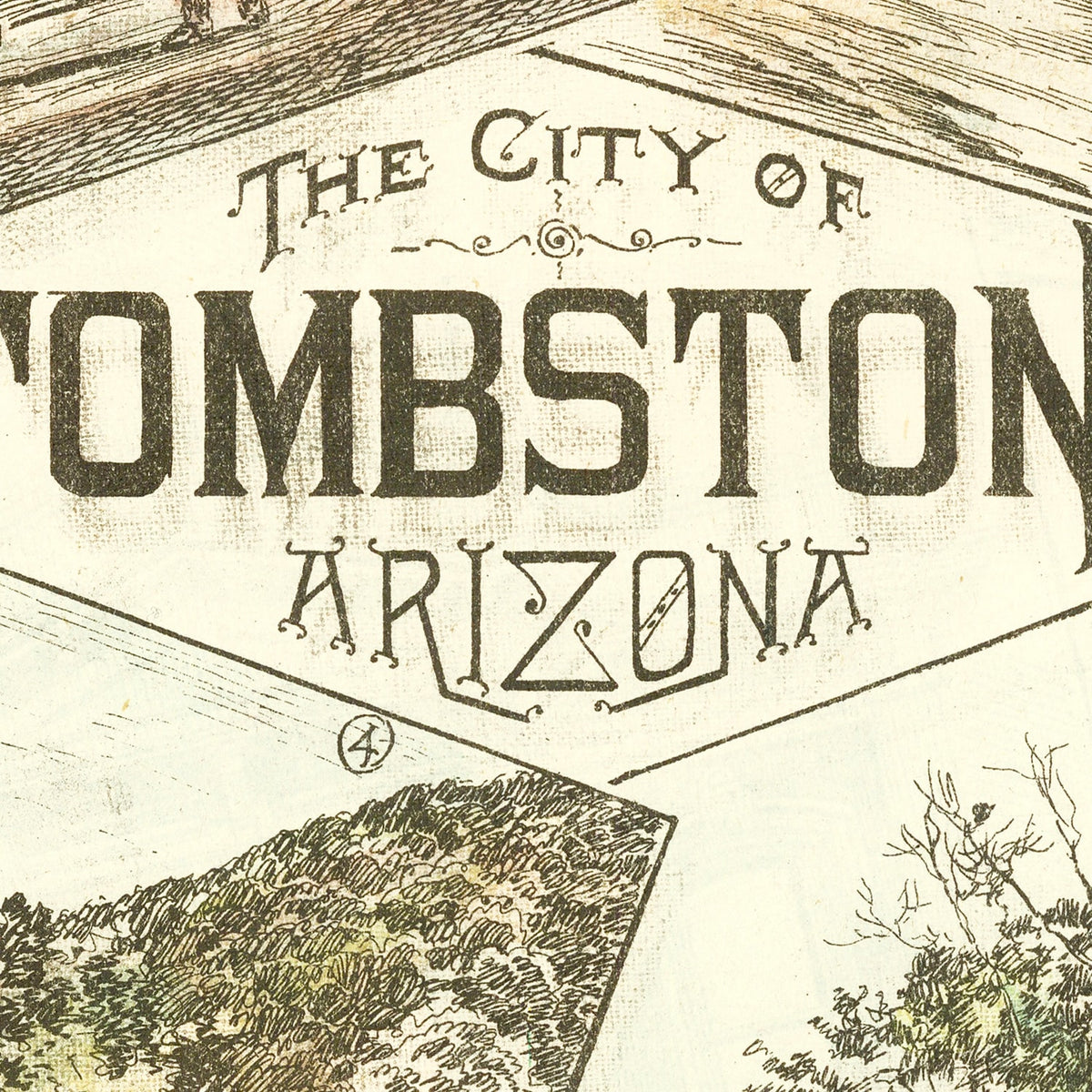 Restored historic details from the 1883 city map of Tombstone, Arizona