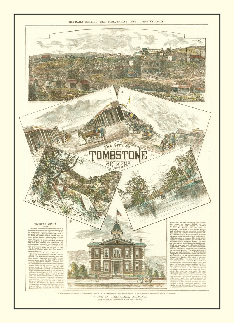 Size comparison using Vintage Map of Tombstone, Arizona 1883
