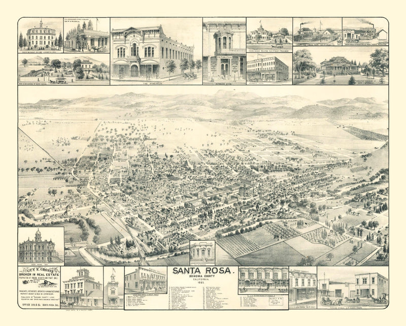 Size comparison using Vintage Map of Santa Rosa, California 1885