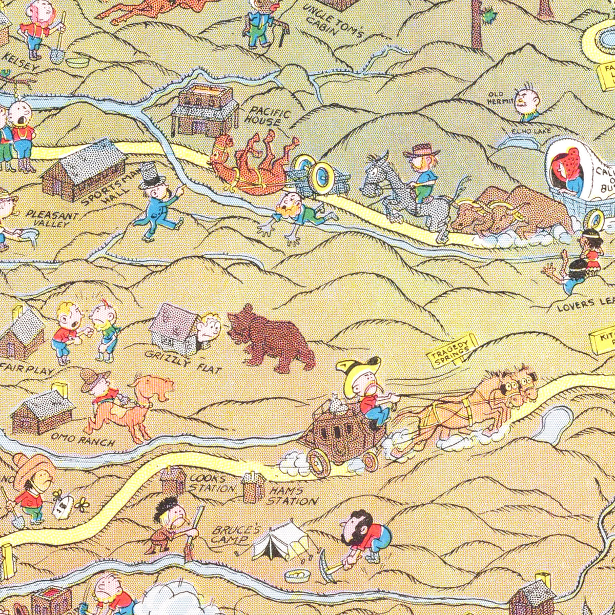 Restored historic details from the 1931 misc. attraction map of County, California