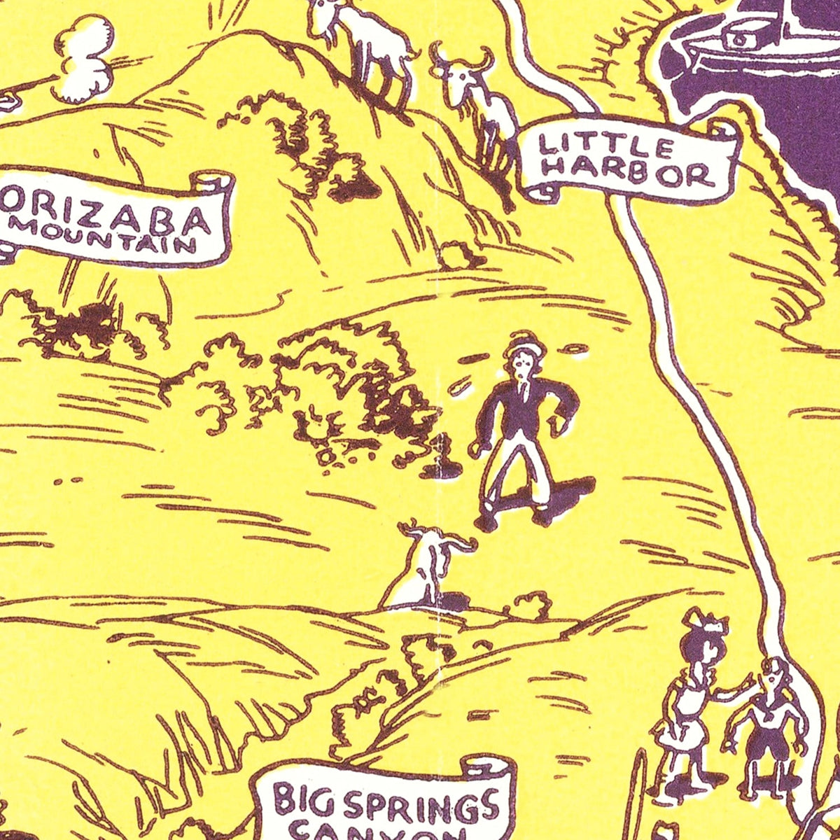 Restored historic details from the 1931 island map of County, California