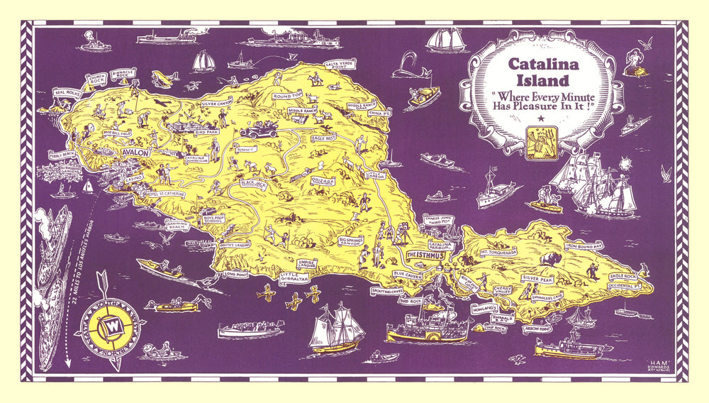 Vintage Catalina Island Map 1931 print style example