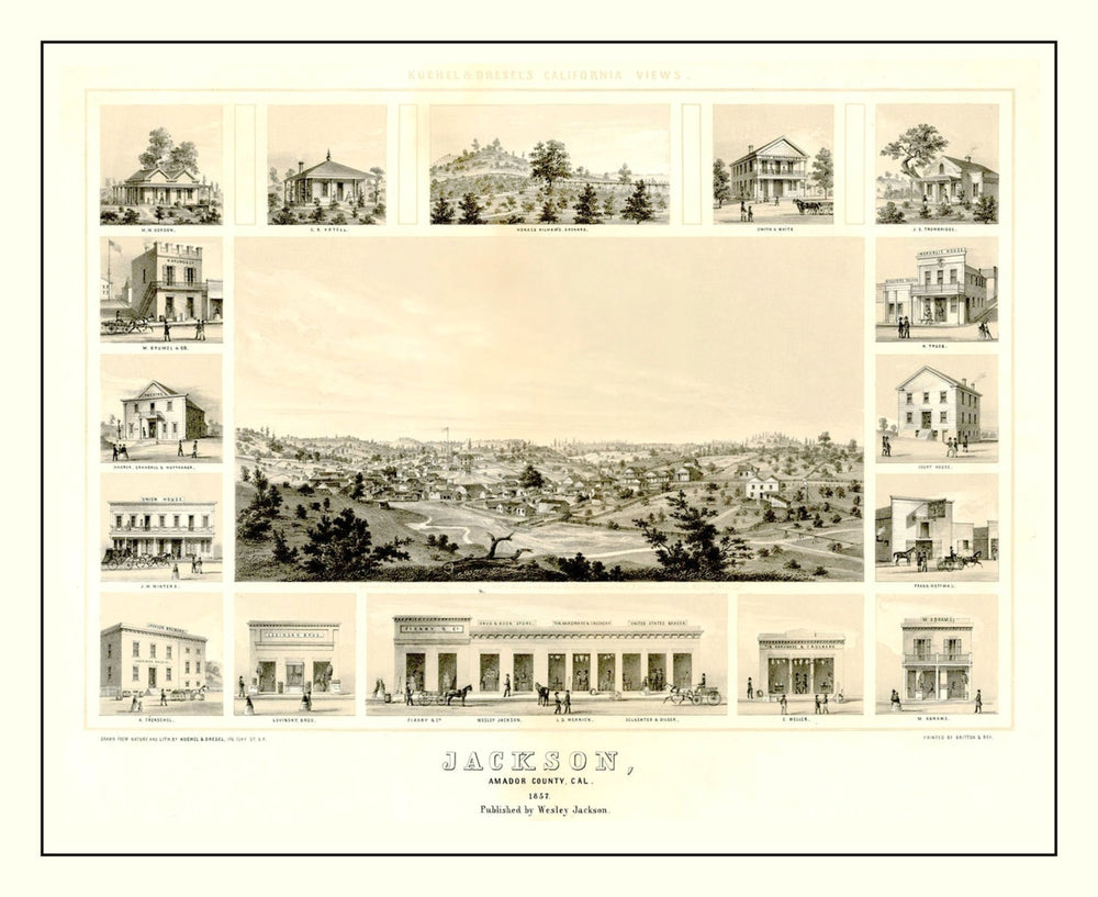 Vintage Map of Jackson, California 1857 print style example