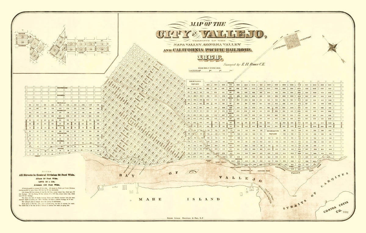 Preview of Vintage Map of Vallejo, California 1868