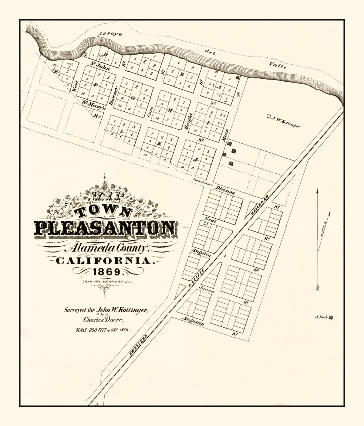 Preview of Vintage Map of Pleasanton, California 1869