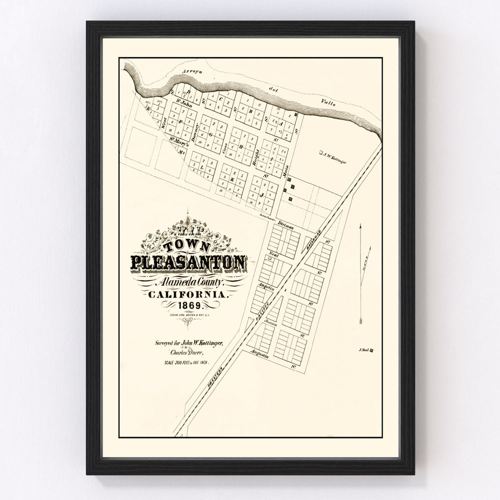 Pleasanton Vintage Map 1869