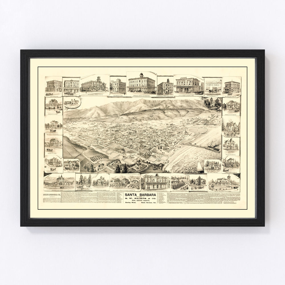 Santa Barbara Vintage Map 1877