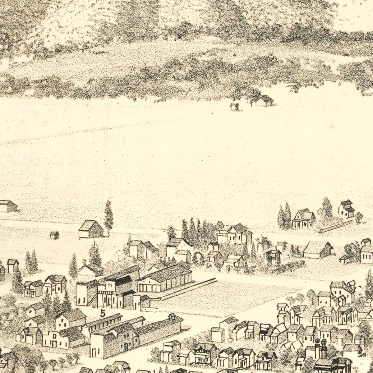 Restored historic details from the 1885 city map of Gilroy, California