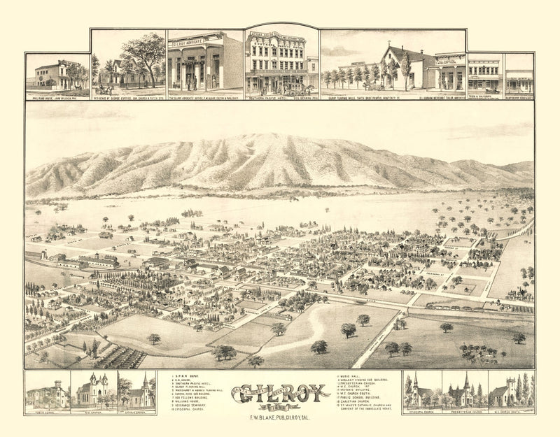 Size comparison using Vintage Map of Gilroy, California 1885
