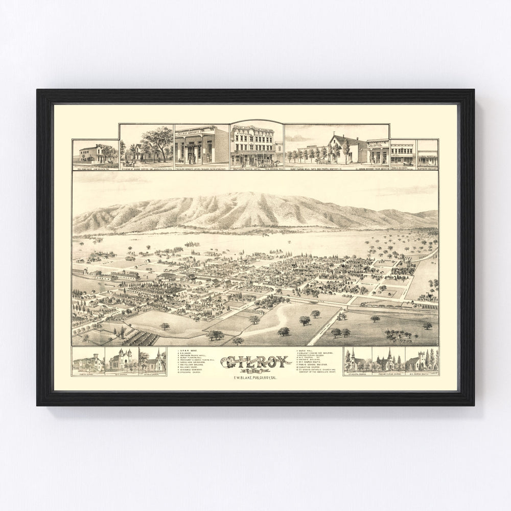 Gilroy Vintage Map 1885