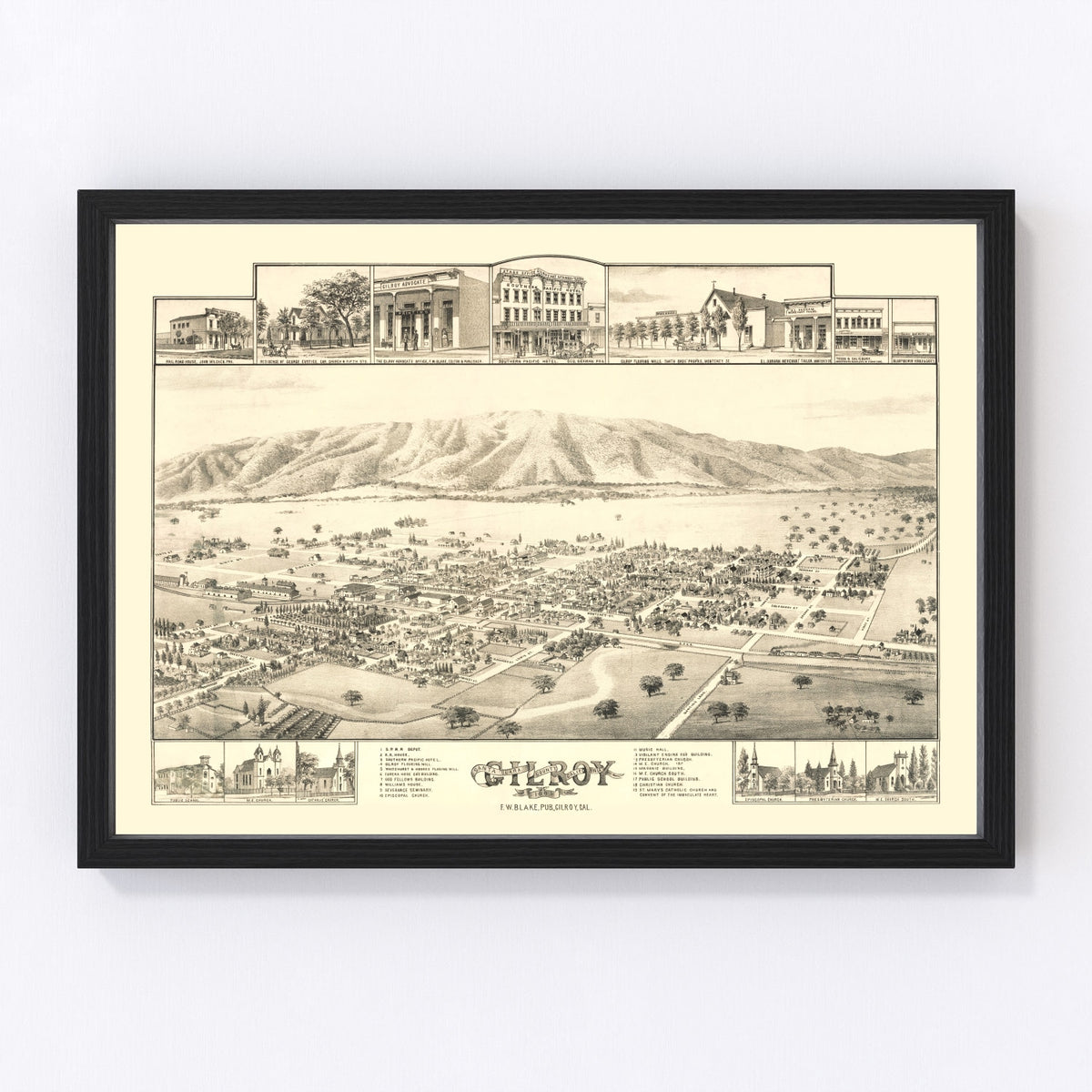 Gilroy Vintage Map 1885