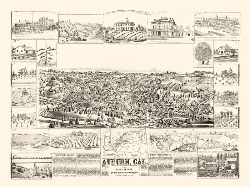 Size comparison using Vintage Map of Auburn, California 1887