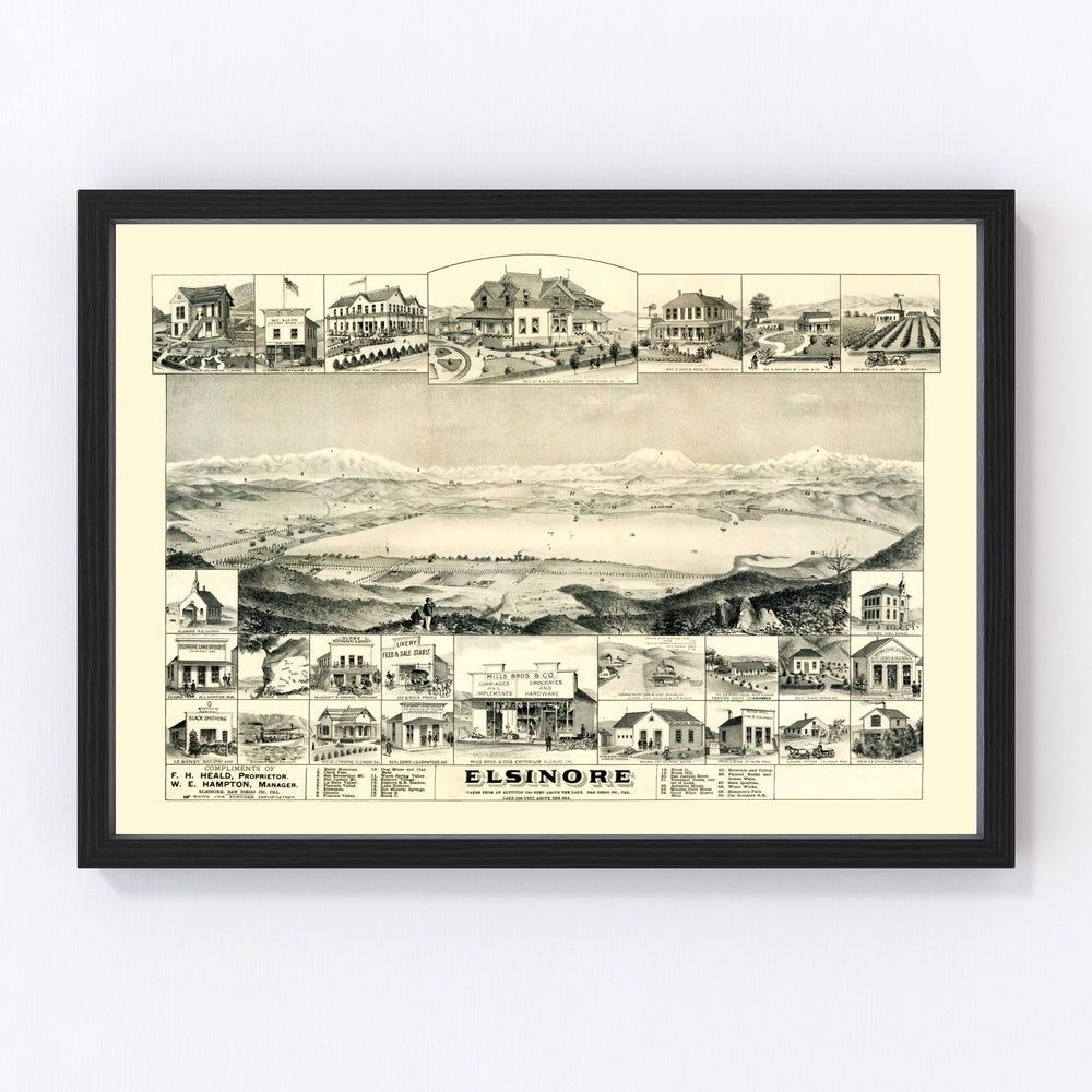 Elsinore Vintage Map 1887