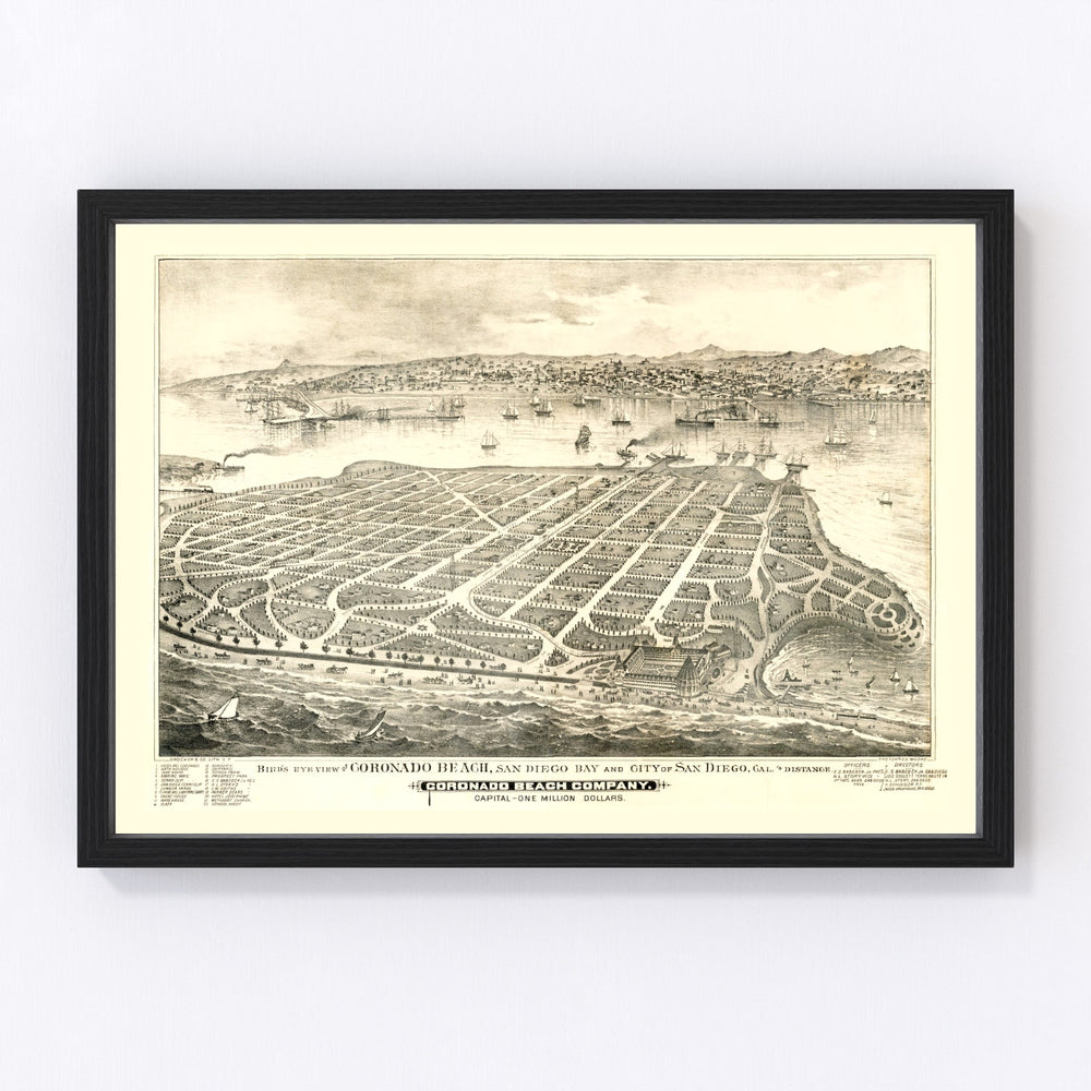 Coronado Beach Vintage Map 1887