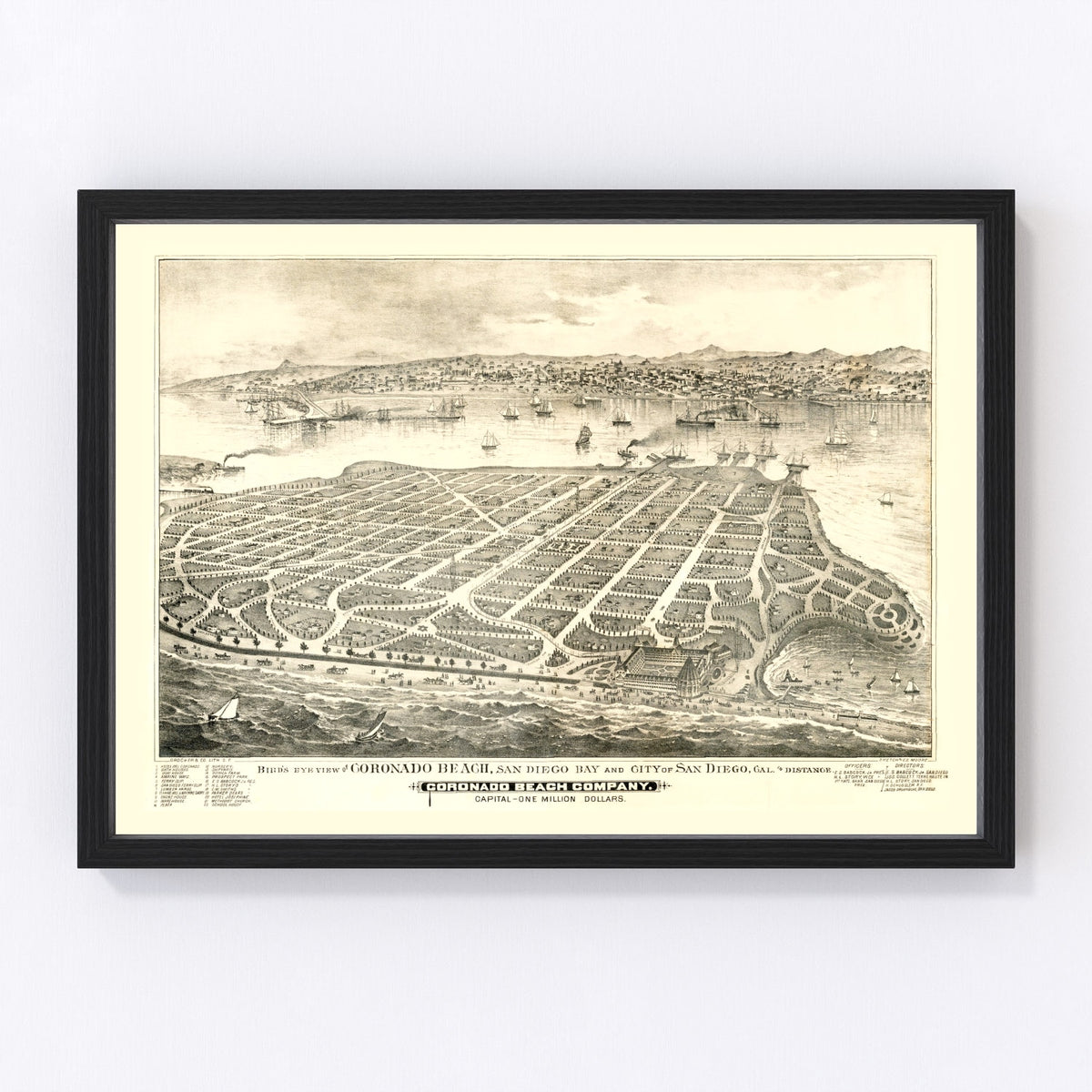 Coronado Beach Vintage Map 1887