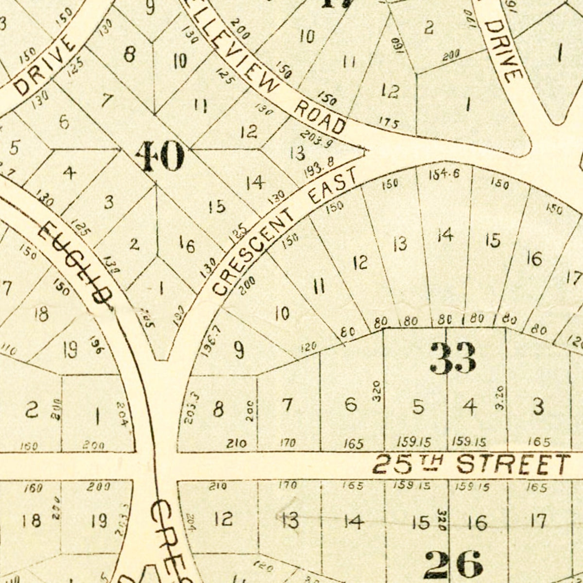 Restored historic details from the 1887 city map of San Antonio Heights, California