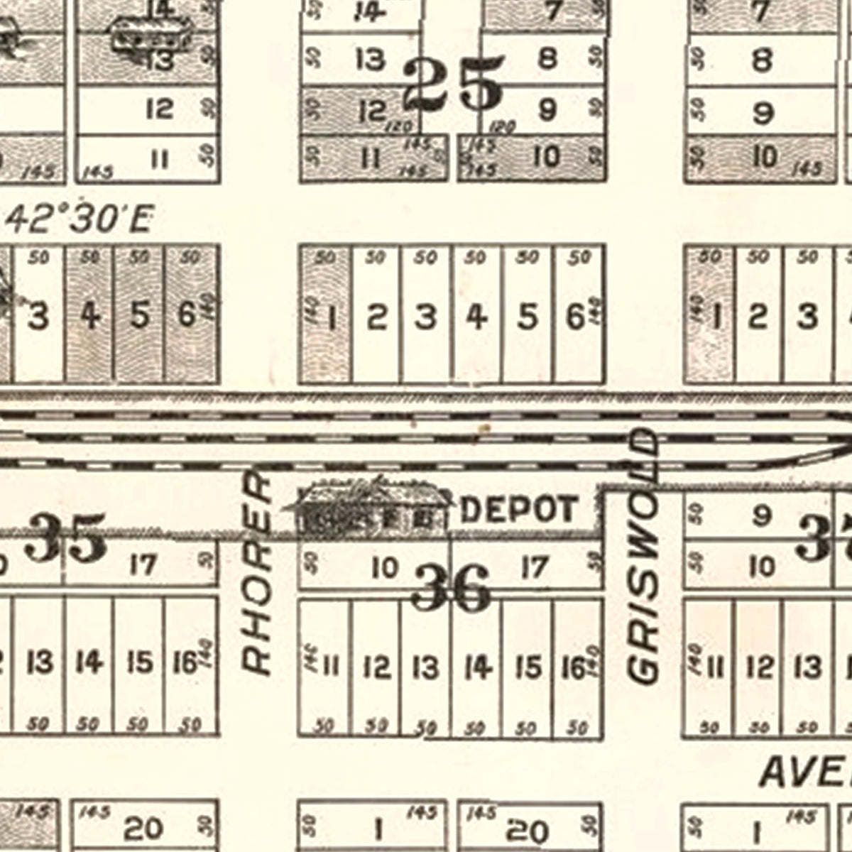 Restored historic details from the 1887 city map of Kenwood, California