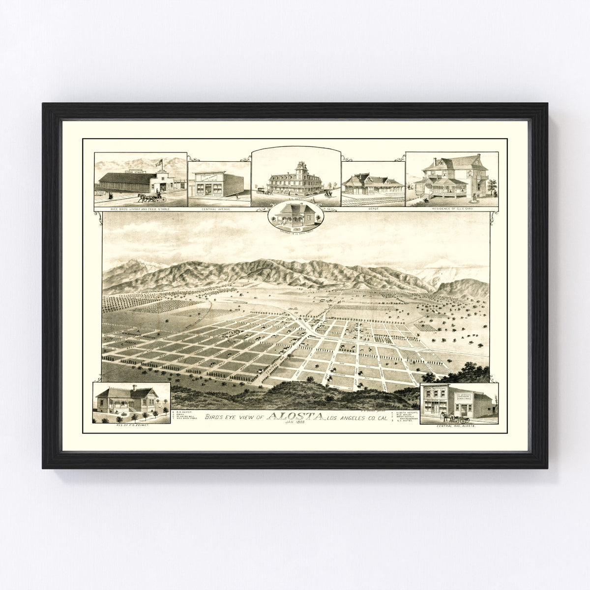 Alosta Vintage Map 1888
