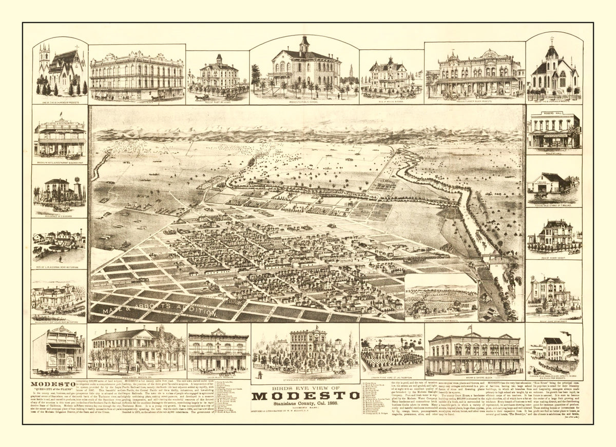 Preview of Vintage Map of Modesto, California 1888