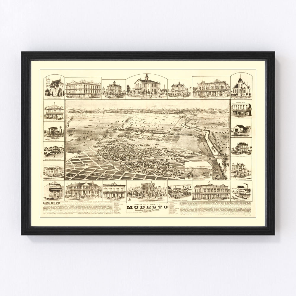 Modesto Vintage Map 1888