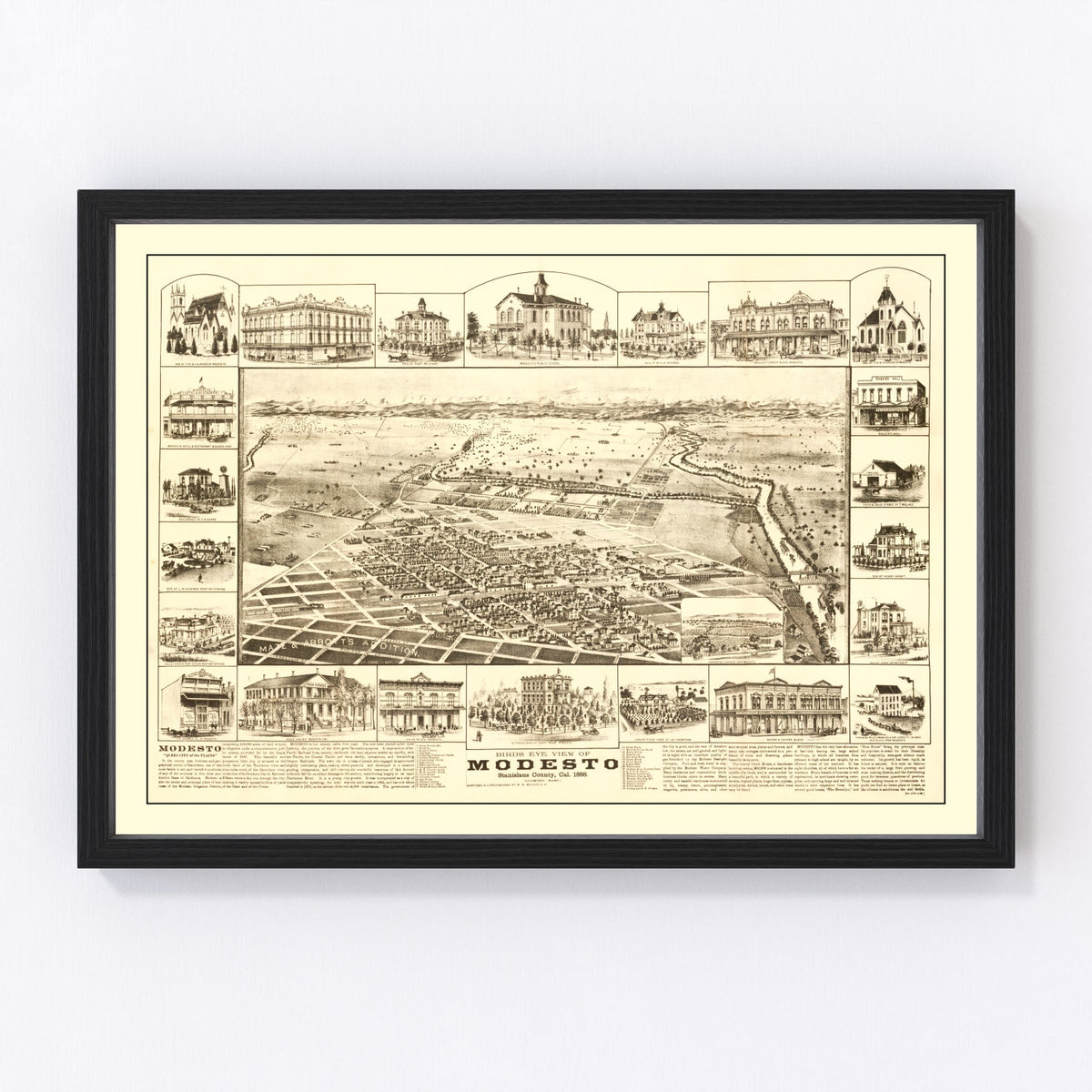 Modesto Vintage Map 1888