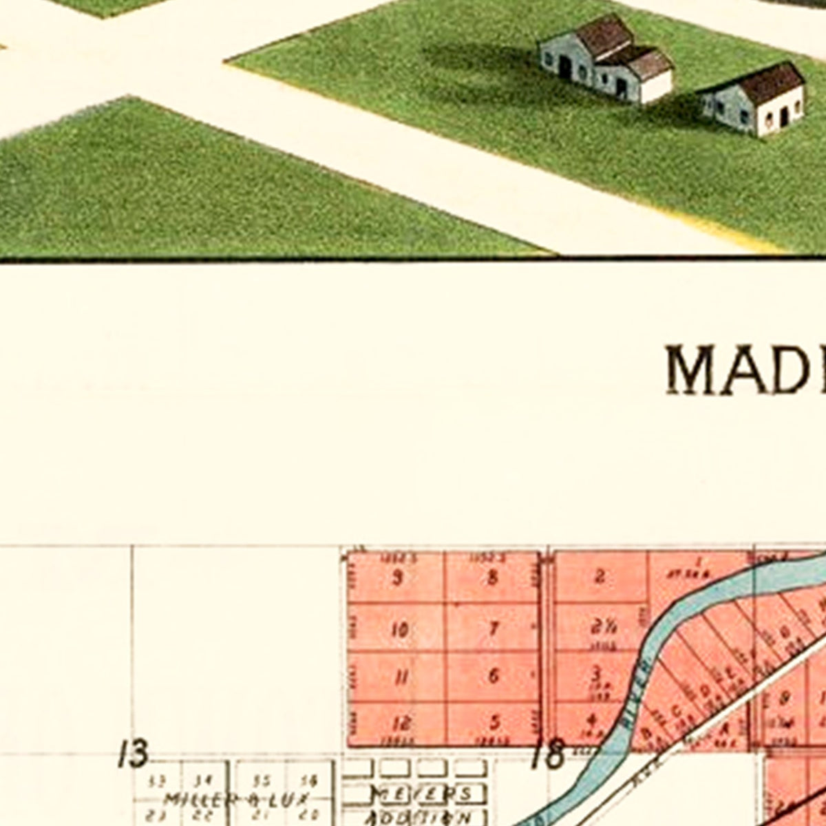 Restored historic details from the 1889 city map of Madera, California