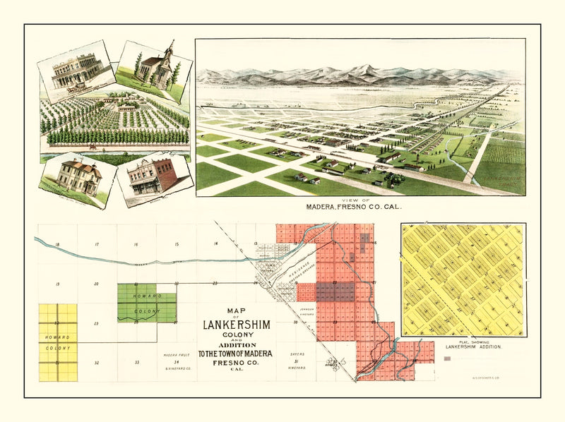 Size comparison using Vintage Map of Madera, California 1889