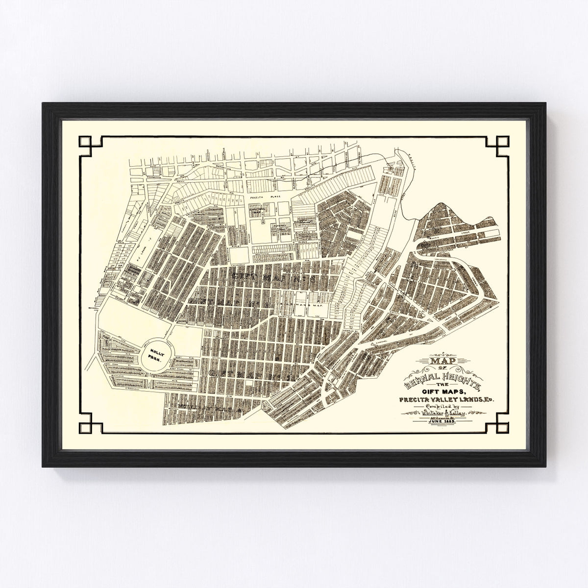Bernal Heights Vintage Map 1889