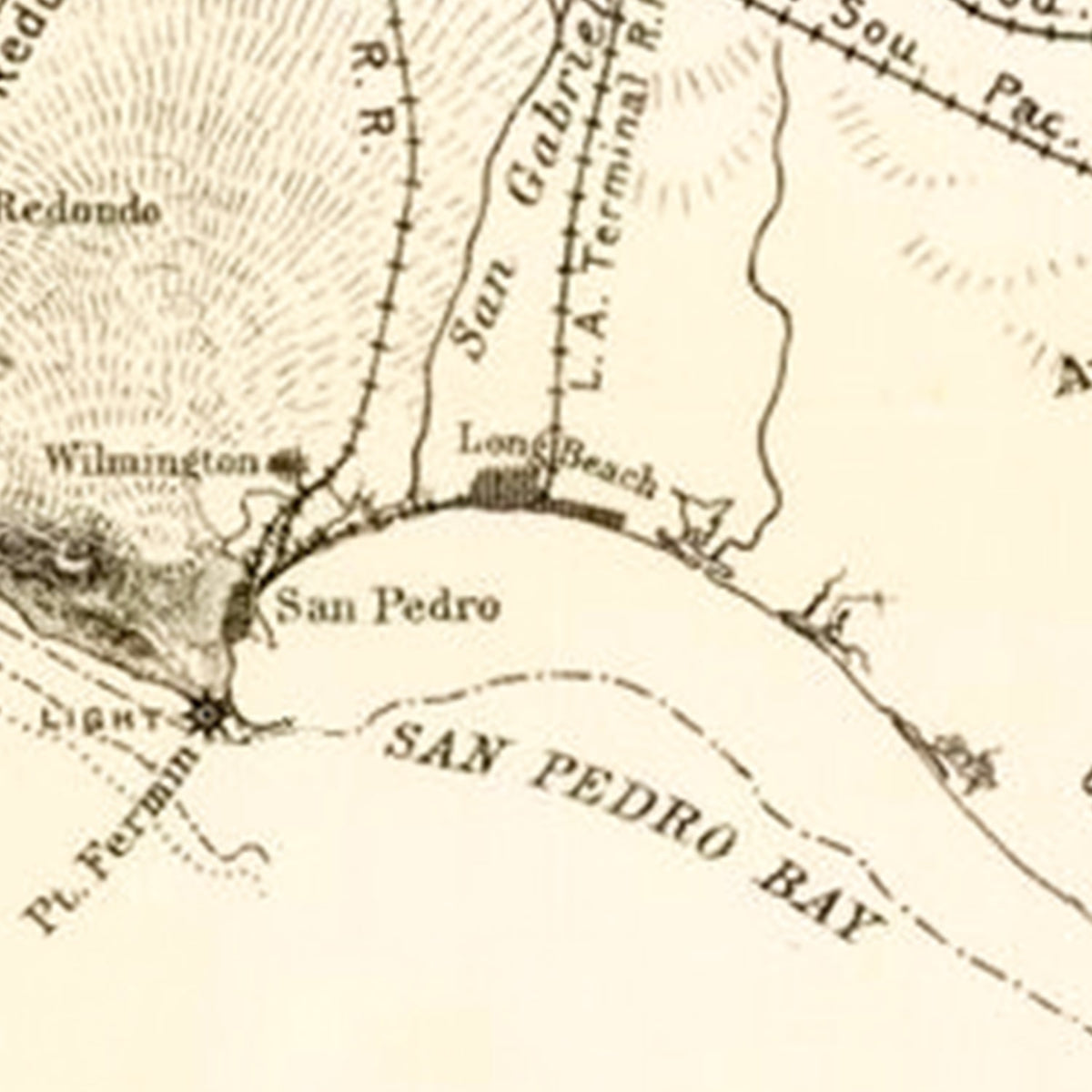 Restored historic details from the 1892 city map of Santa Monica, California