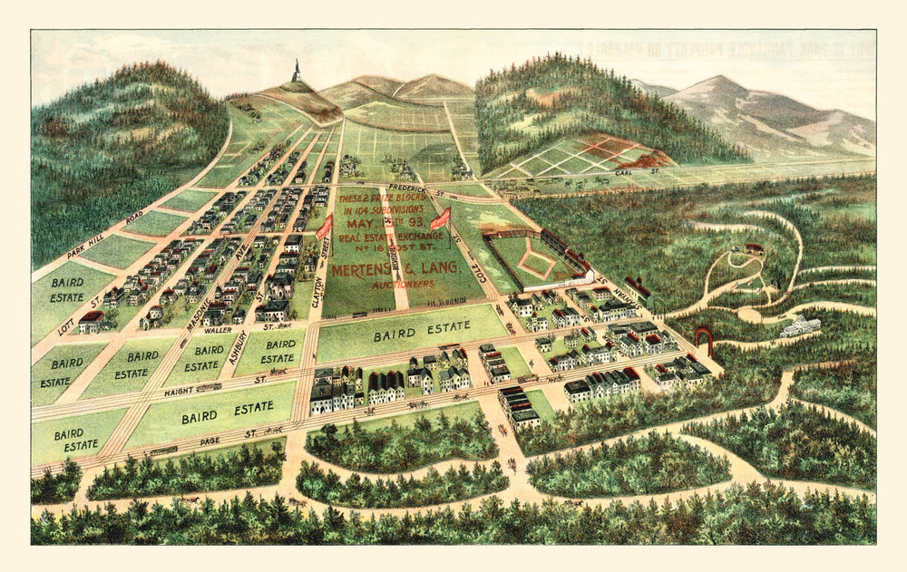 Vintage Map of Haight Ashbury, California 1893 print style example