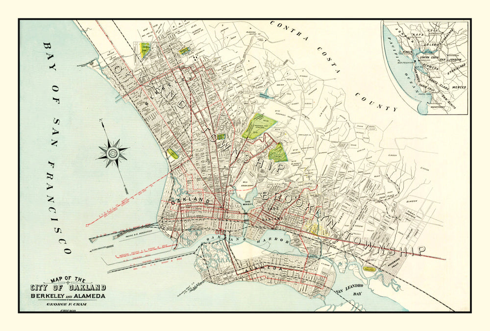 Vintage Map of Berkeley, California 1899 print style example