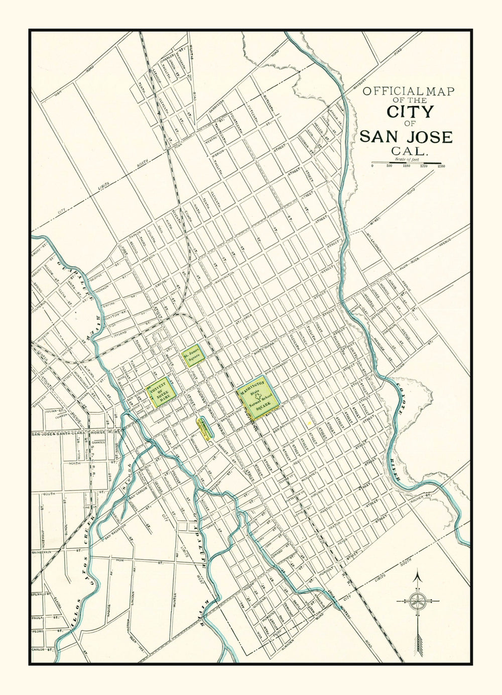 Vintage Map of San Jose, California 1899 print style example