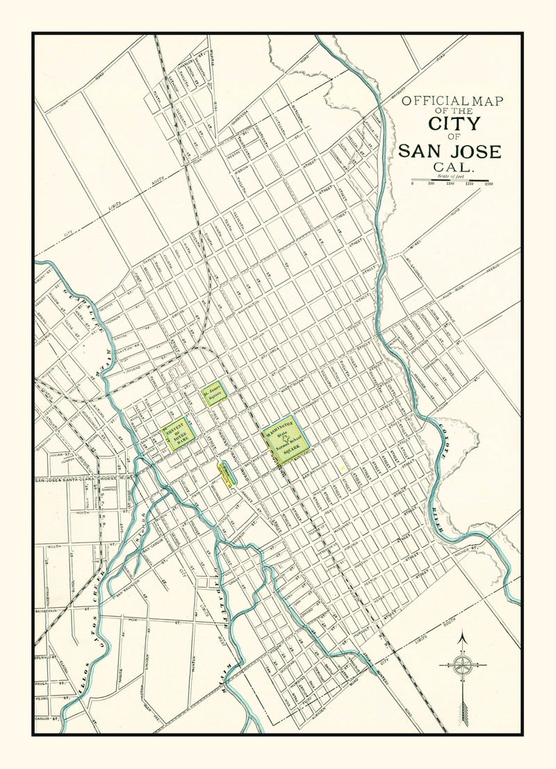 Size comparison using Vintage Map of San Jose, California 1899