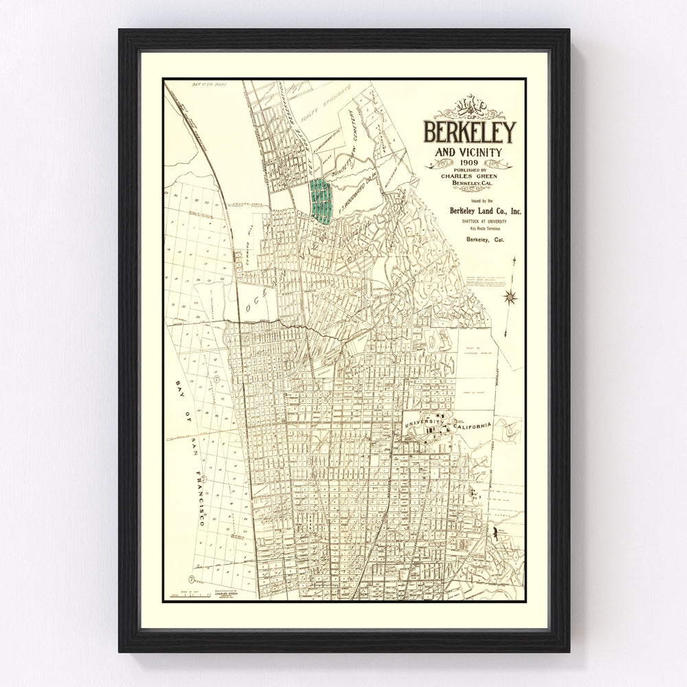 Berkeley Vintage Map 1909