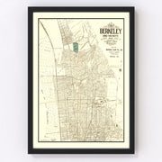 Berkeley Vintage Map 1909